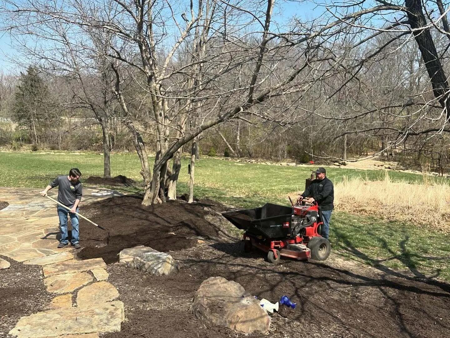 Urban Diamond crew installing mulch