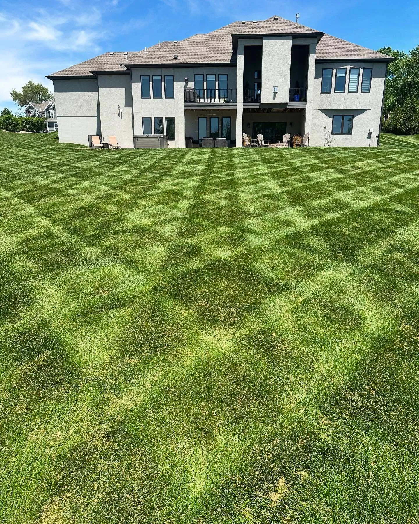 Diamond crosshatch lawn pattern on a Northland property