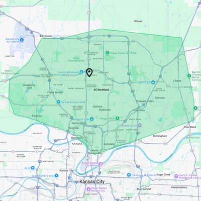 Urban Diamond Lawn service area map - Kansas City metro