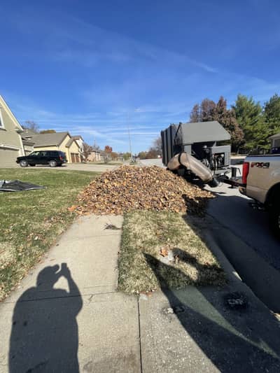 Leaf pile at curb ready for pickup