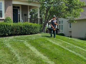 Lawn mowing with stripes